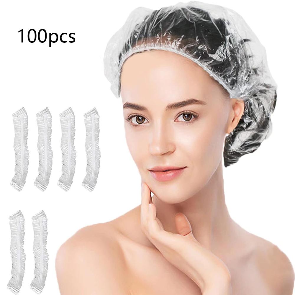 100pcs Disposable Shower Caps For Bath, Hair Treatment, Conditioning