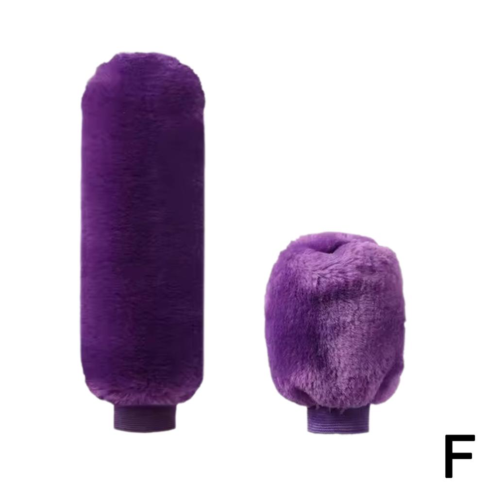 2Pcs Car Handbrake Grip Covers Gear Shift Knob Cover Handle Plush Sleeve Winter Soft Warm Hand Brake Car Accessories For Girls