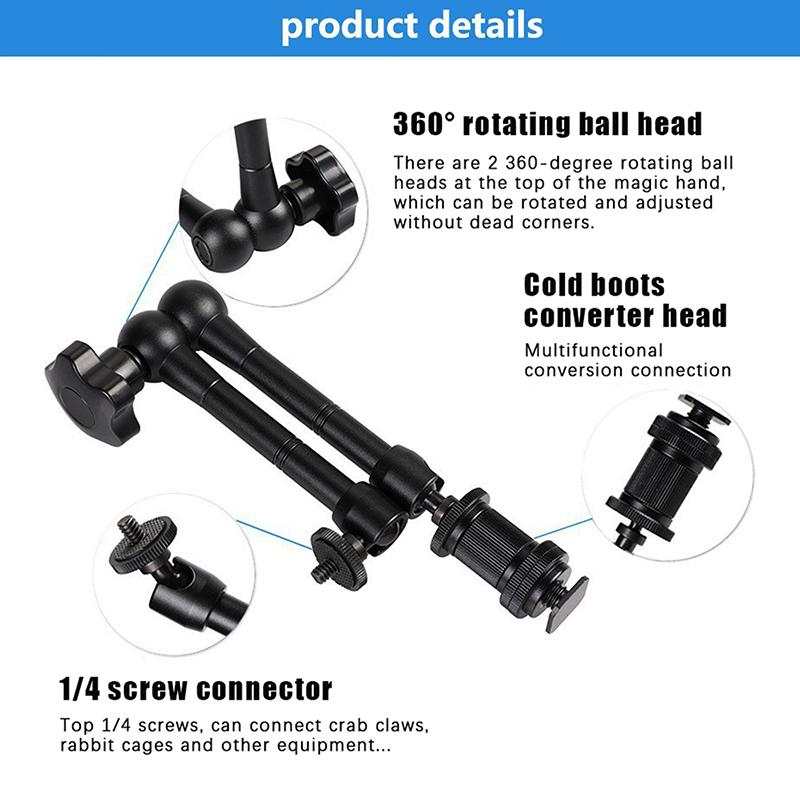 11 Inch Adjustable Friction Articulating Magic Arm + Clamp For Camera Lcd Monitor Led Flash Light Studio Camera Accessories