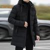 Мужское хлопковое пальто с капюшоном, завязками на шнурке, длинными рукавами, однотонная куртка, пальто с карманами, свободный крой, застежка-молния, стеганая верхняя одежда средней длины
