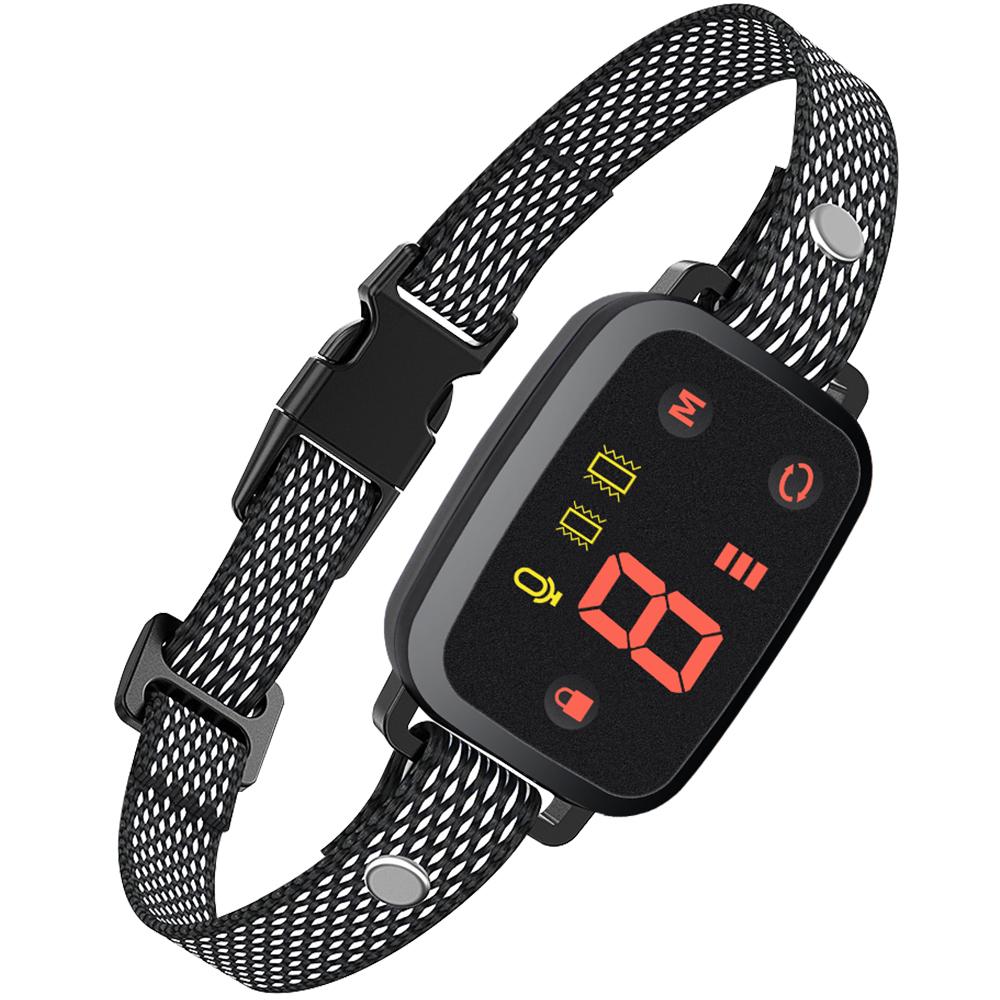 Электрический ошейник для собак Умный автоматический HD цифровой дисплей антилай ошейник для собак со звуком и вибрацией без пульта дистанционного управления