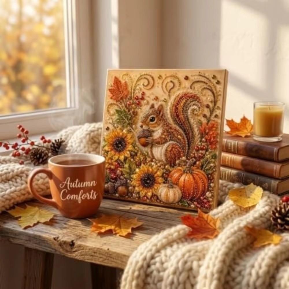 Autumn Theme DIY Pearl Art Kit Handmade Beaded Canvas Art Pearl Painting Kit Thanksgiving Gift