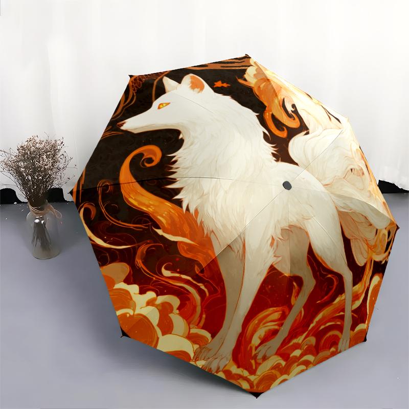 Узор с лисами, автоматический складной зонт, портативная и складная конструкция, 8 спиц, рождественский или день рождения подарок.