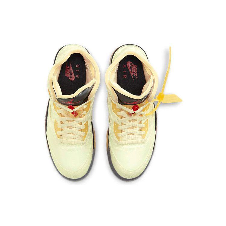 Off-White X Air Jordan 5 SP Sail Unisex Sneakers Cream Fire-Red Muslin DH8565-100