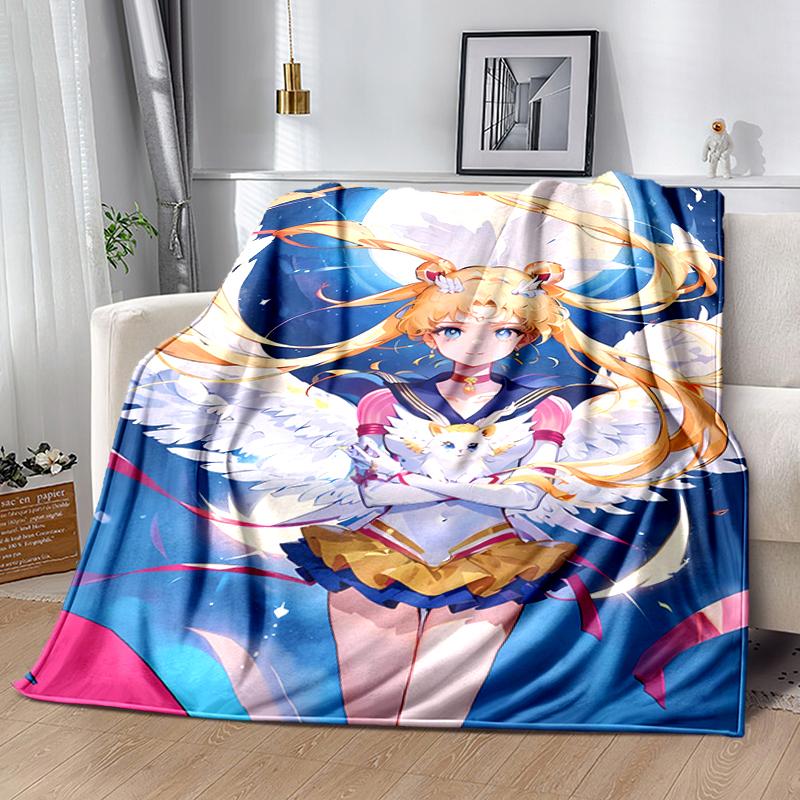 1pc Blanket Sailor Moon1 Print Design, Lightweight Blanket for Sofa, Bed- Soft &Warm, Gift for All Seasons like Christmas, Halloween