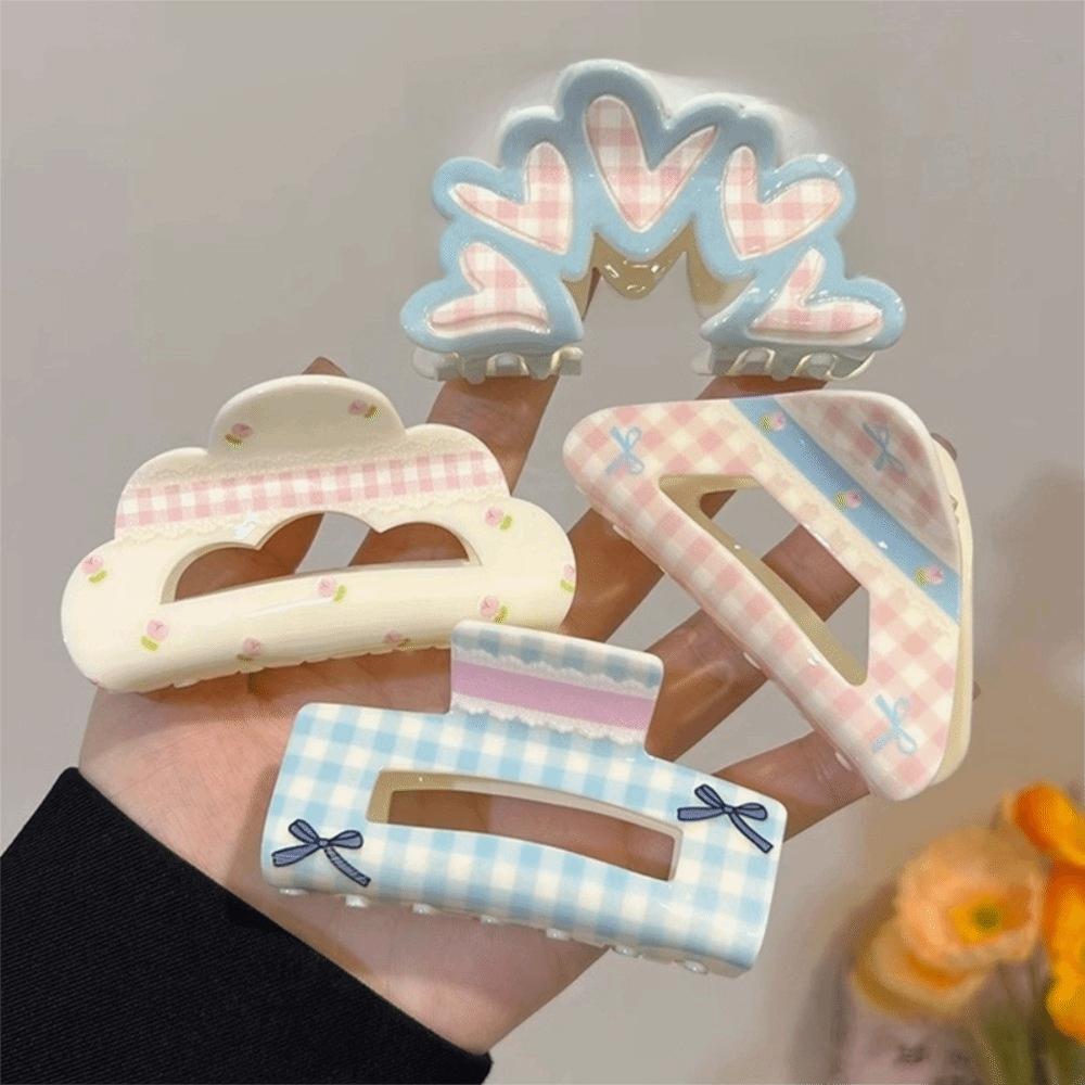 Triangle Flower Acrylic Bow Hair Clip Acrylic Material Hair Claw Shark Clip Girl Collection