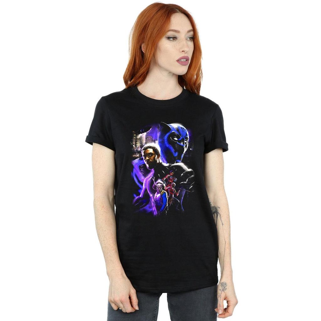 Black Panther Womens/Ladies Montage Cotton Boyfriend T-Shirt