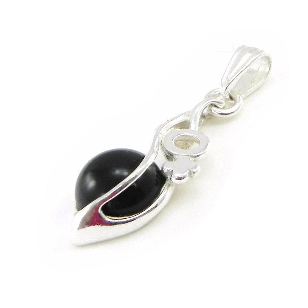 Les Trésors De Lily [I8876] - Silver Pendant 'Jesse Noir De Jais' Silver-black (rhodium-plated) - 27x10 Mm