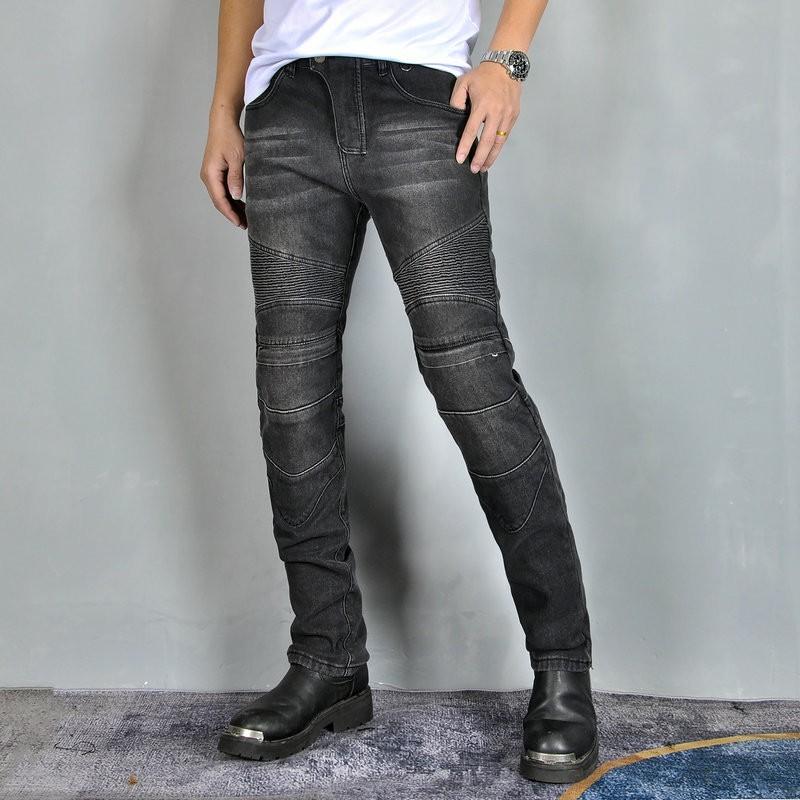 Mens Winter Motorcycle Riding Jeans With Thermal Lining Windproof Protective Pants Biker Gear