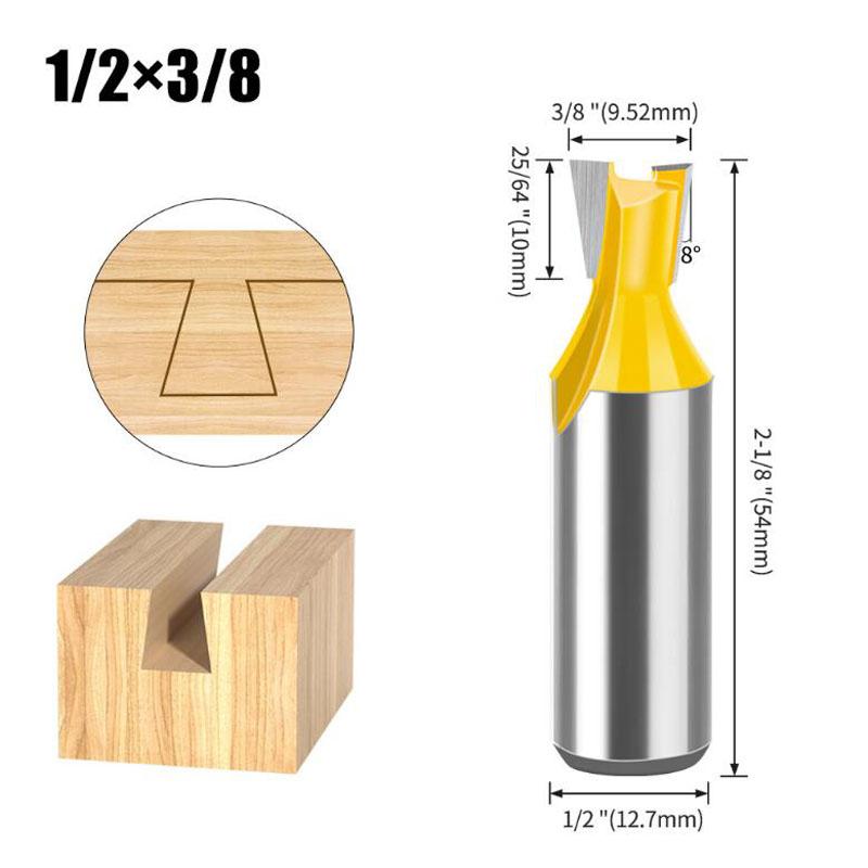 Набор из 5 шт. 12 мм 1/2-дюймовых хвостовиков для соединения «ласточкин хвост» 14 градусов для деревообработки, гравировки, фрезы для дерева