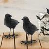 2pcs Resin Crafts Black Crows Statue Realistic Bird Figurine Garden Home Decoration