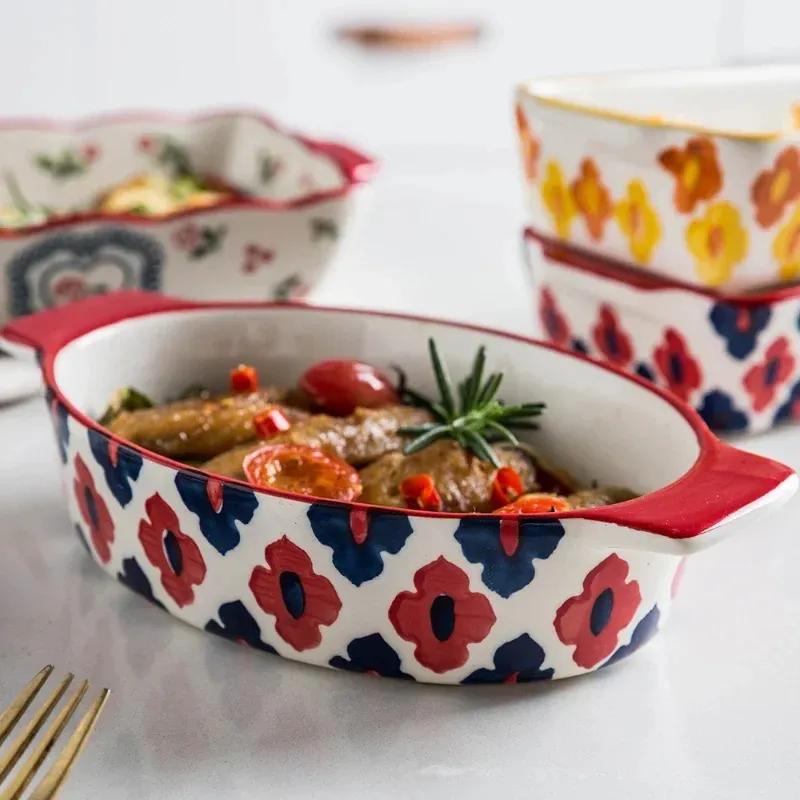 Керамическая форма для выпечки, противень для запекания лазаньи, прямоугольная форма, форма для выпечки с ручкой, духовка, кухонный инструмент для выпечки, противень для выпечки