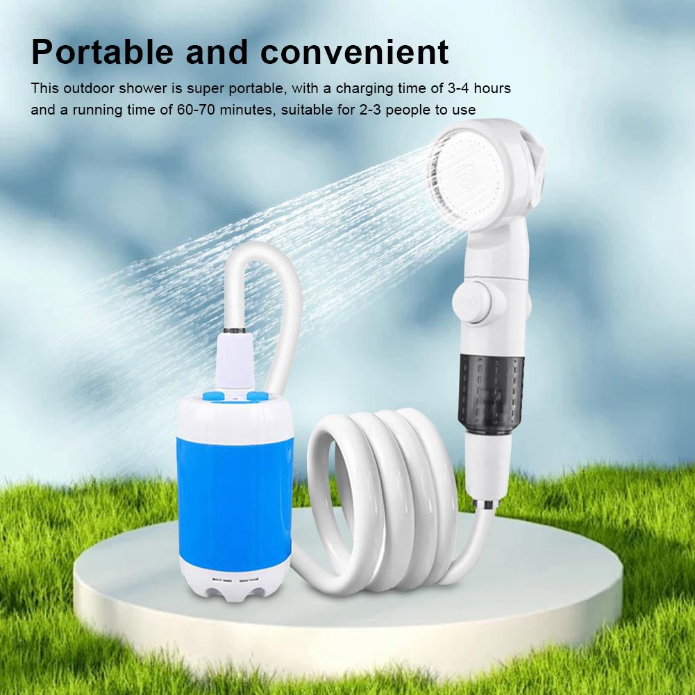 Rechargeable Outdoor Shower Head Sprayer with Digital Display 4000mAh Rechargeable Shower Pump for Camping Hiking Traveling