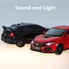 1/32 HONDA Civic Type R FK8 литой автомобиль модель игрушечный транспорт металлический имитация модель автомобиля звук свет коллекция детская игрушка подарок