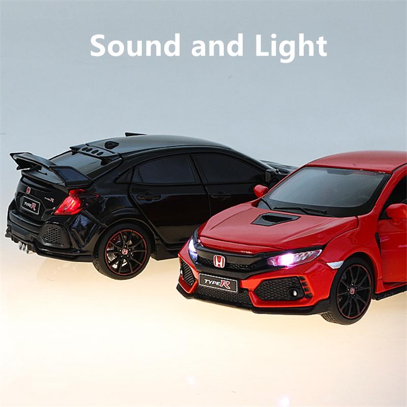 1/32 HONDA Civic Type R FK8 литой автомобиль модель игрушечный транспорт металлический имитация модель автомобиля звук свет коллекция детская игрушка подарок