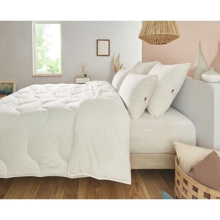 Duvet 140x200 Cm DODO CHAMPS DE LIN - Warm - 450G/m² - Single Duvet - Soft and Warm - Anti-mite Antibacterial - White