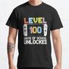 Men Fashion Casual Short Sleeves Level 100 Days of School Unlocked Classic Oversized T-shirts