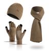 Men's and Women's Autumn and Winter European and American Knitted Hat Sets Solid Color Scarf Hat Three-piece Set
