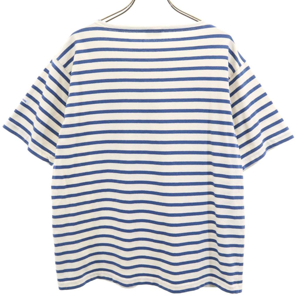 Orcival Made In France Border Pattern Short Sleeve Boat Neck Basque Shirt Women Used