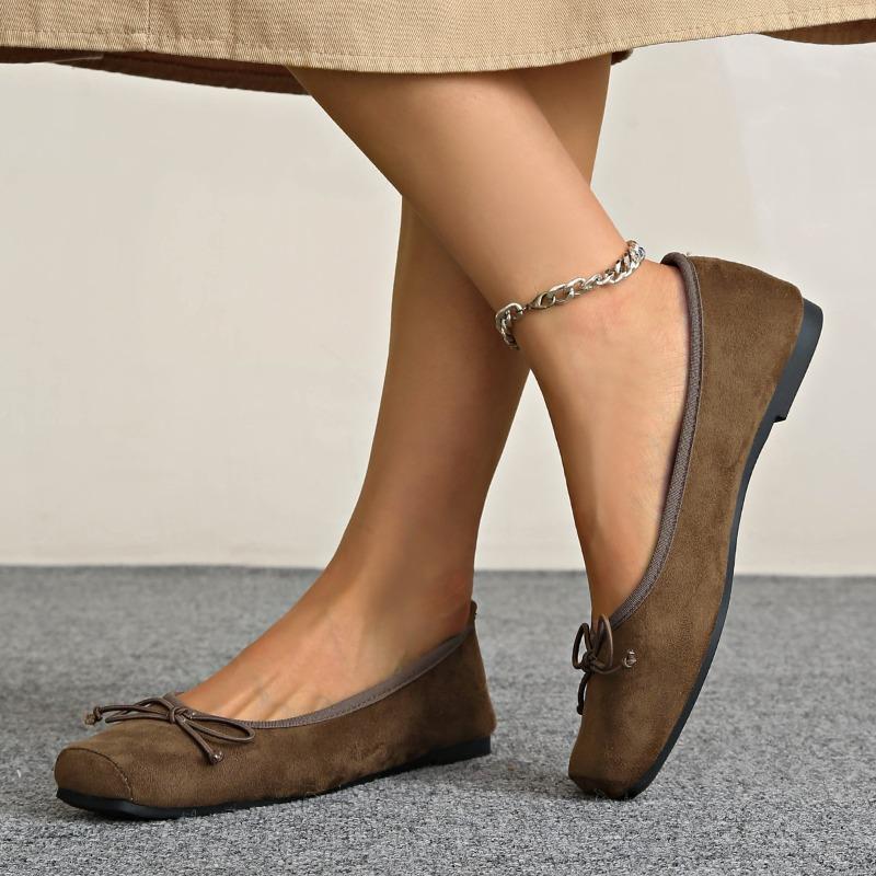 Модные Новые Женские Туфли-балетки с Бантом, Женская Дизайнерская Обувь, Удобные Ретро Коричневые Бархатные Повседневные Мягкие Подошвы для Улицы