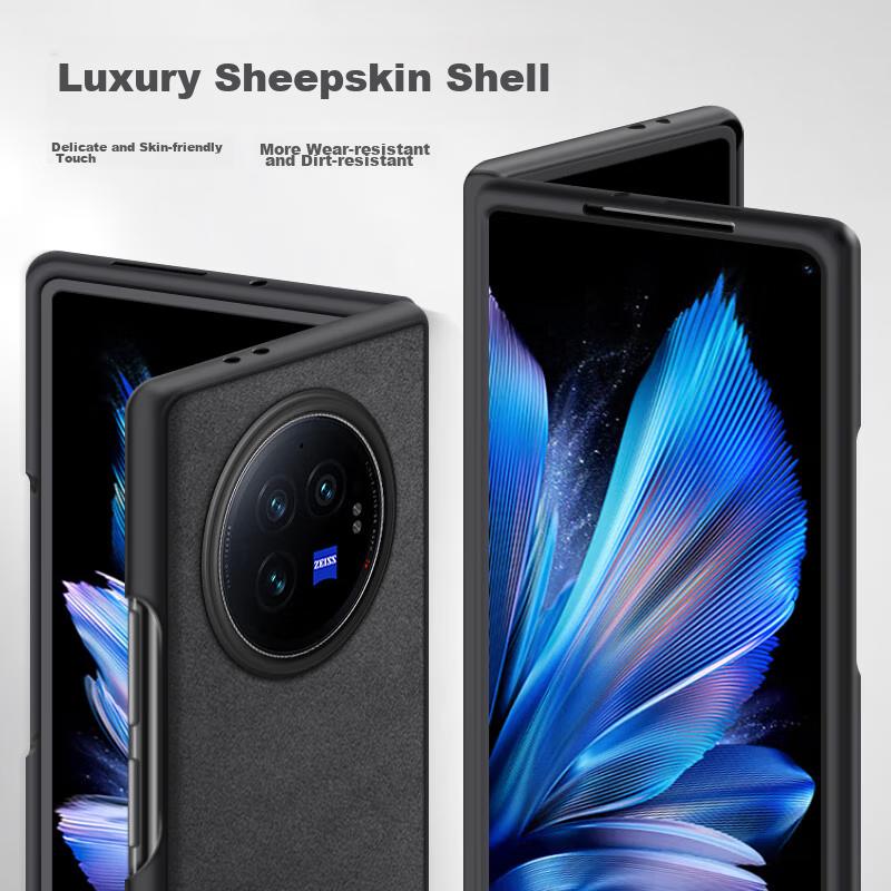 Vivo X Fold 3 Phone Case, Vivo X Fold 3 Protective Cover, Shockproof, Full Camera Protection, Simple, Folds 3 Leather Casen, Outer, Starry Black