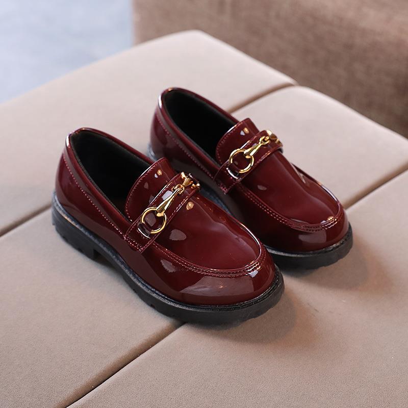 Korean Style 2023 Black Leather Shoes for Kids: Autumn Soft Sole Boys' and Girls' School Performance Footwear