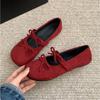 Flats for Women's Fashion Temperament French with Skirt Shallow Mouth Flat Shoes Women's 2025 New Summer Bow Mary Jane Shoes