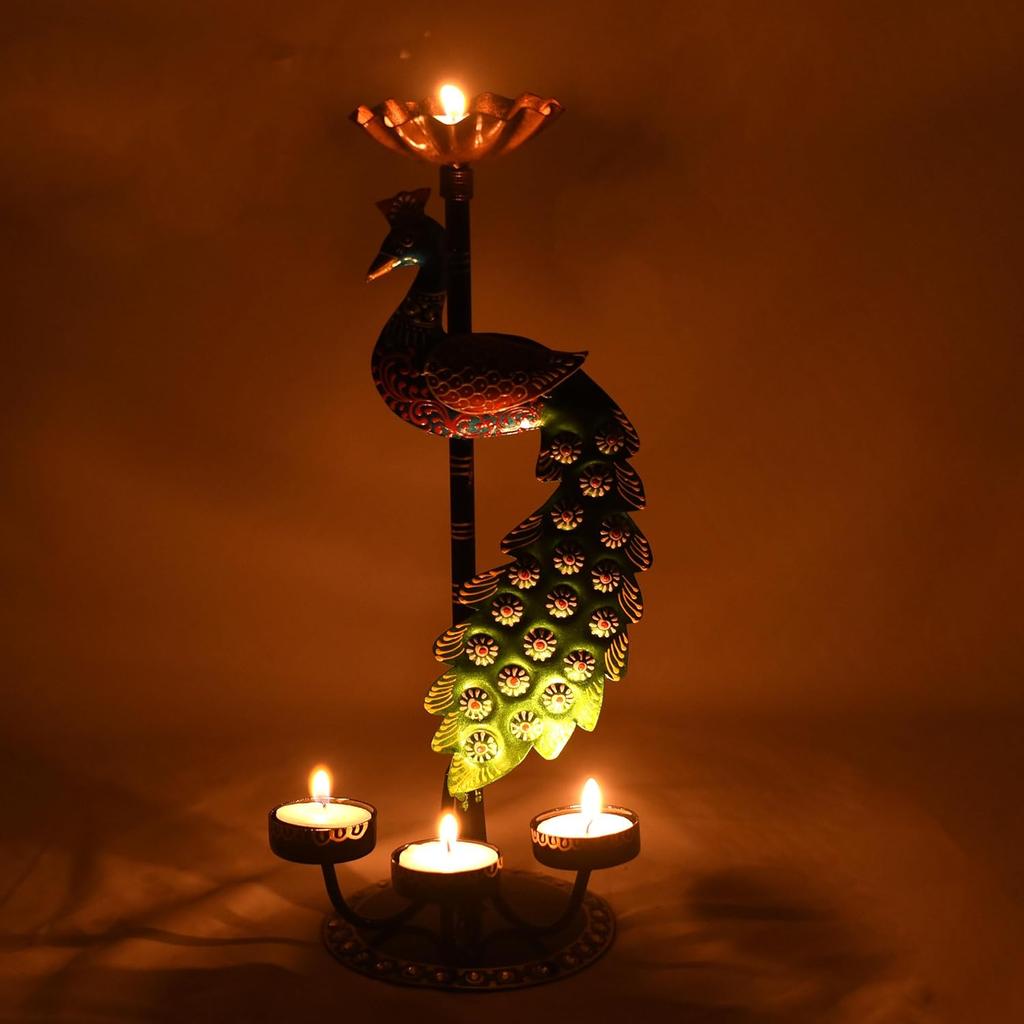 Осветите свое пространство элегантным подсвечником Tealight - декоративный подсвечник Peacock Four Candle Holder (Дизайн 1)