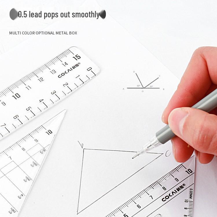 Набор геометрии из 9 предметов для школы: Компас, Транспортир, Линейка, Угольник и другое