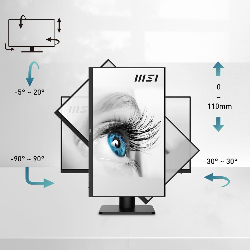 MSI PRO MP243XP IPS 1920 x 1080 Компьютерный монитор 100 Гц Адаптивная синхронизация HDMI DisplayPort VESA Крепление Регулируемый наклон Высота Динамик 1 мс Черный 24"