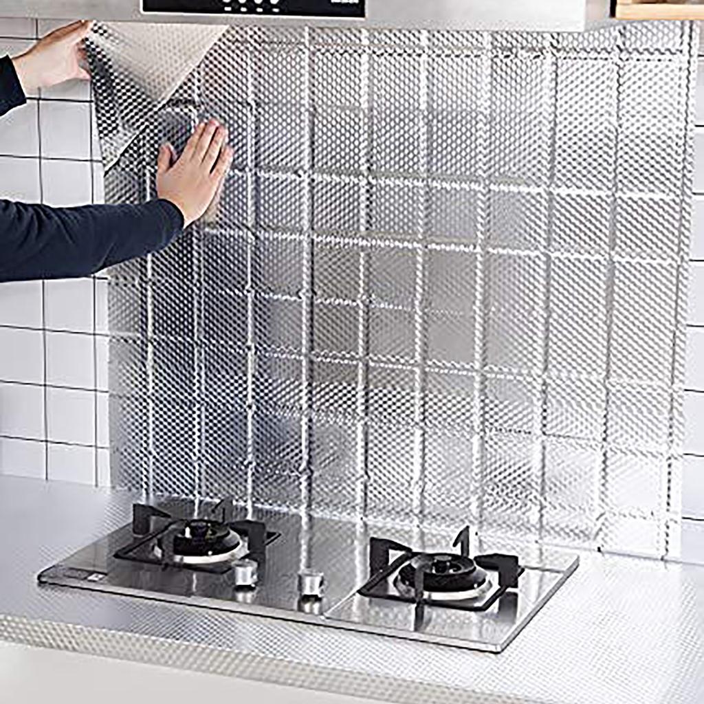 Кухонные самоклеящиеся алюминиевые фольги и маслостойкие наклейки Наклейки на стены Водонепроницаемые, высокотемпературные и 