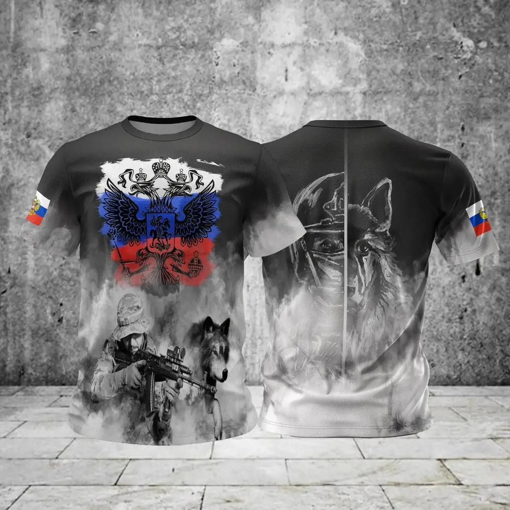 NNew 3D printed T-shirts with Russian flag pattern casual streetwear short sleeve tops for men and women Harajuku Y2K style tees