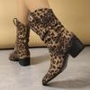 New Decorative Belt Buckle Leopard Print Low Heel Short Boot Autumn Winter Casual Commuting Women Ankle Boots Size 35-42