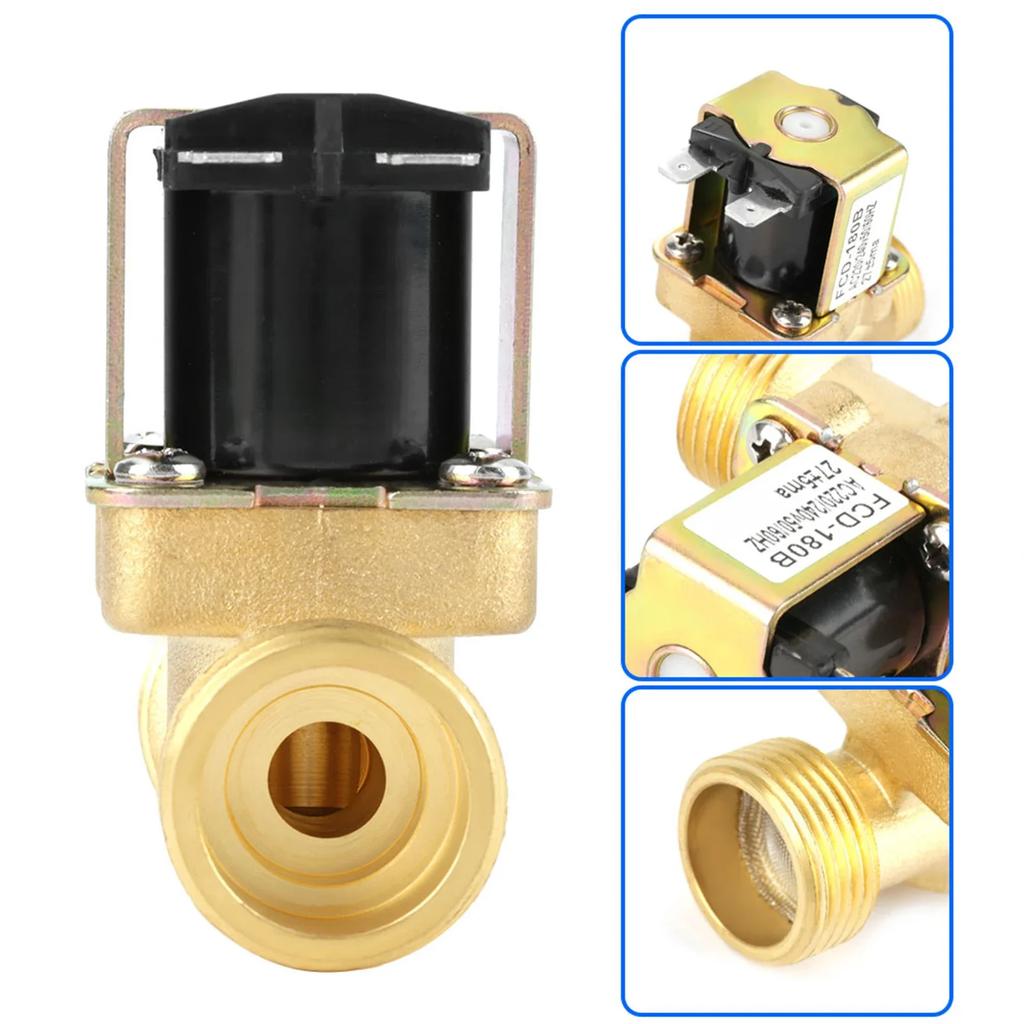 G3/4 2 Way Water Inlet N/C Normal Closed Pressure Electric Valve Solenoid Valve Electric Solenoid Valve AC 220V FCD‑180B