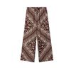 Cotton Straight-leg Loose Print Casual Shirt 87017183 Mid Waist Mop Wide Leg Pants 87027177