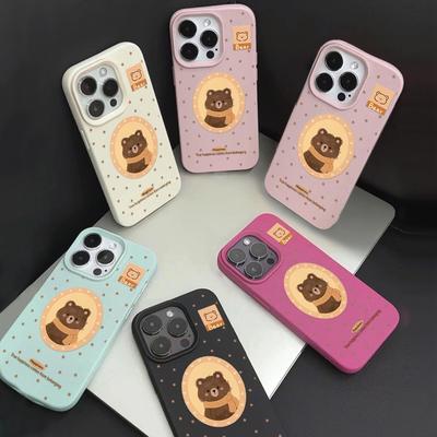 Корейский стиль Ins милый шарф медведь подходит для iPhone17 Pro Max кожаный узор защитный чехол для мобильного телефона 17 всесторонний.
