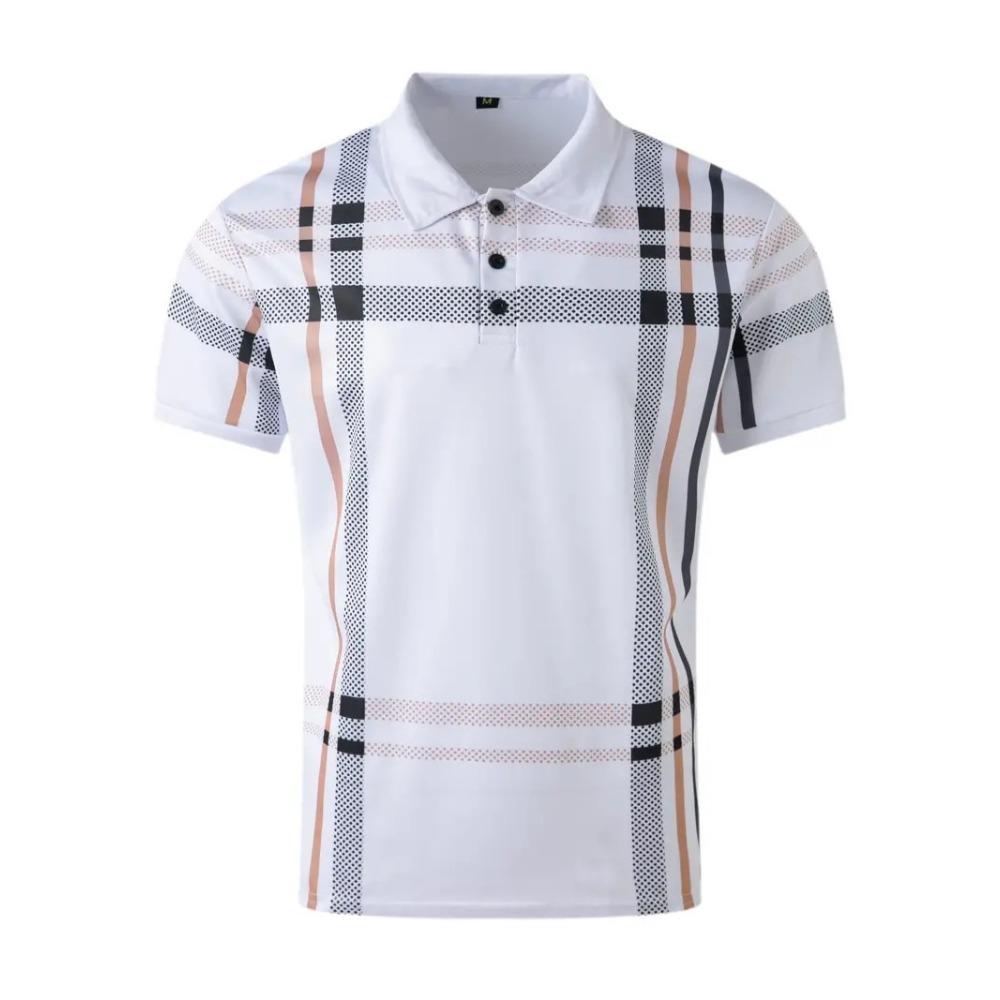 Men's Polo Shirt Short Sleeved Button Casual T-shirt