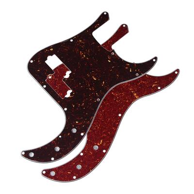 FLEOR 2 шт. 13-отверстий накладка на корпус (pickguard) и защитная пластина (scratch plate) для 4-струнного бас-гитары + винты, Красный черепаховый + Коричневый черепаховый
