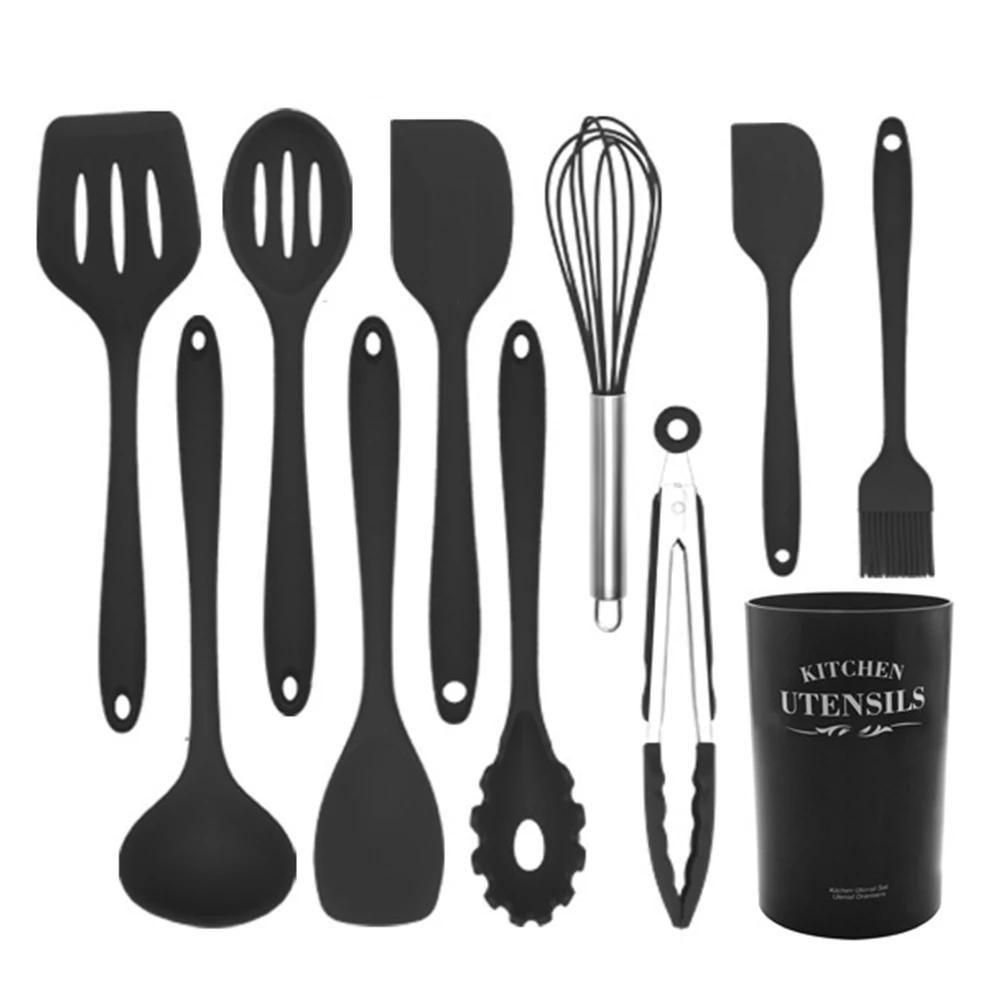 11pcs/set Silicone Turner Soup Spoon Spatula Brush Scraper Pasta Server Egg Beater Kitchen Cooking Tools Kitchenware