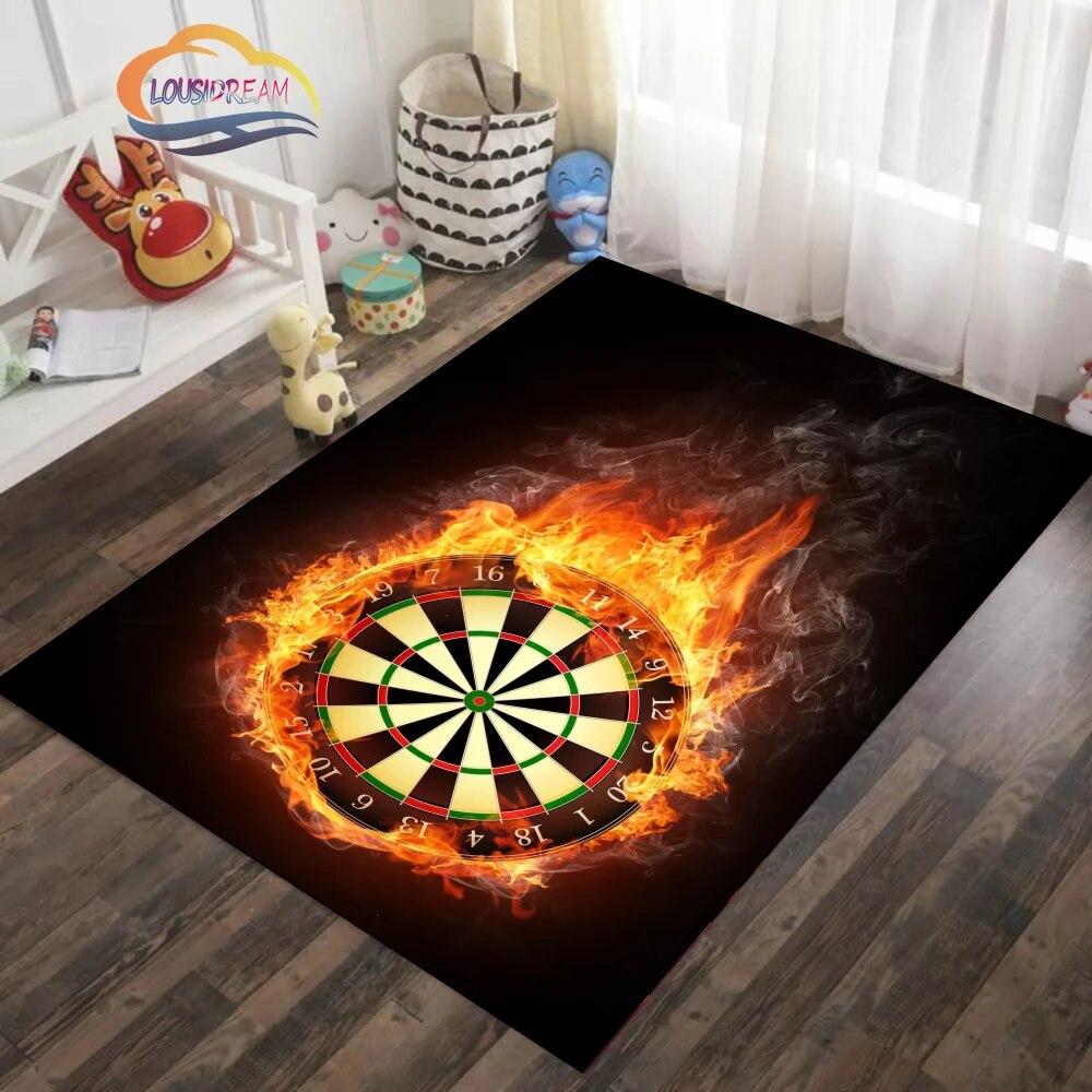Ice and Fire Darts Pattern Carpet Fashion Soft Mat Gifts for Sports Lovers Household Floor Outdoor Play