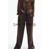 Spring New Women's Clothing Casual Pants 2298425 Stripes Print Silk Satin Textured Shirt 2298056