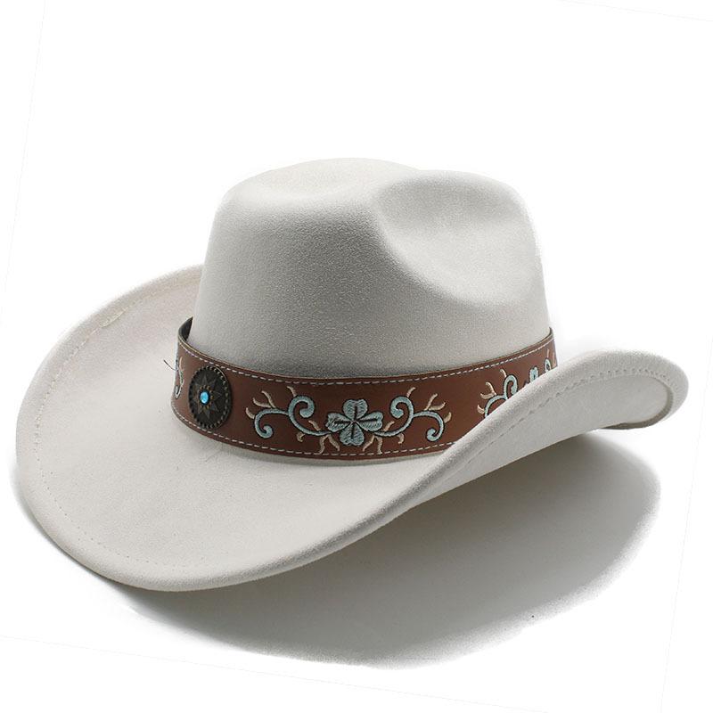 Ретро-стиль замшевая ковбойская шляпа в стиле вестерн шерстяная джазовая шляпа цилиндр мужская и женская этническая фетровая шляпа большая шляпа с карнизом