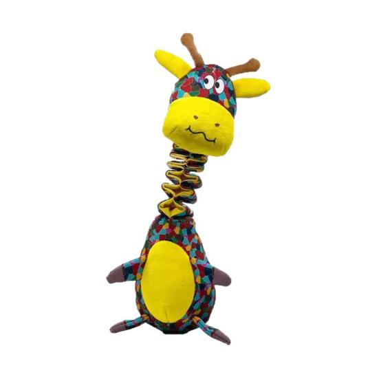 Squeaky Dog Chew Toy with Crinkle Paper Plush Giraffe/Snake Shape Tug of War Toy Interactive Stuffed Animal Pull Toy for Small Medium Large Dogs