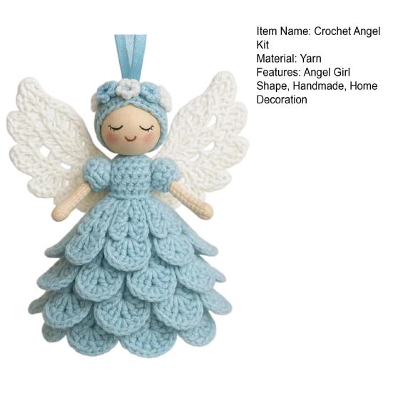 1/2 Sets DIY Crochet Angel Ornament Kit Beginners Handmade Angel Girl Decoration Yarn Craft Christmas Tree Hanging Crocheting Angel Doll Holiday Gift