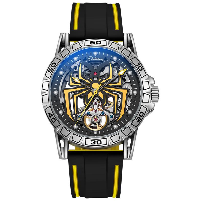 Полностью автоматические механические часы Flywheel Fashion Trend Водонепроницаемые светящиеся наручные часы Spider Uhren Herren