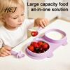 Toddler Silicone Divided Plates Baby Foldable Dinner with Fork And Spoon, Easy Storage Kids Feeding Tray Travel Essentials, Suction Set Friendly