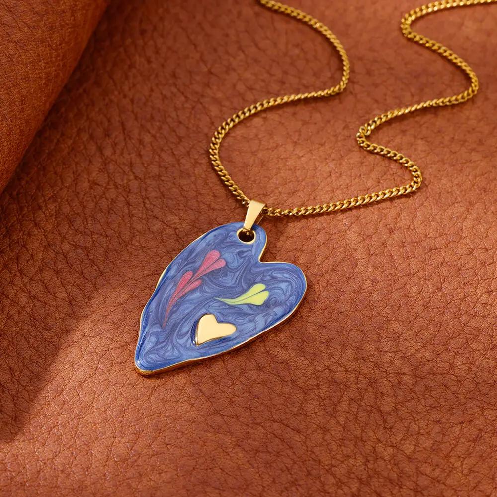 Ожерелье из нержавеющей стали Coloful Heart Золотистая цепочка Ожерелья Чокер для женщин Модные цирконы Подарки на день рождения collar mujer