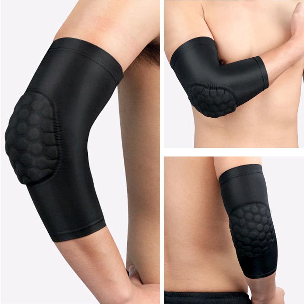 1Pcs Elbow Compression Sleeve Sports Arm Forearm Brace Support Honeycomb Pad Crashproof Basketball Cycling Arm Guard Sleeve
