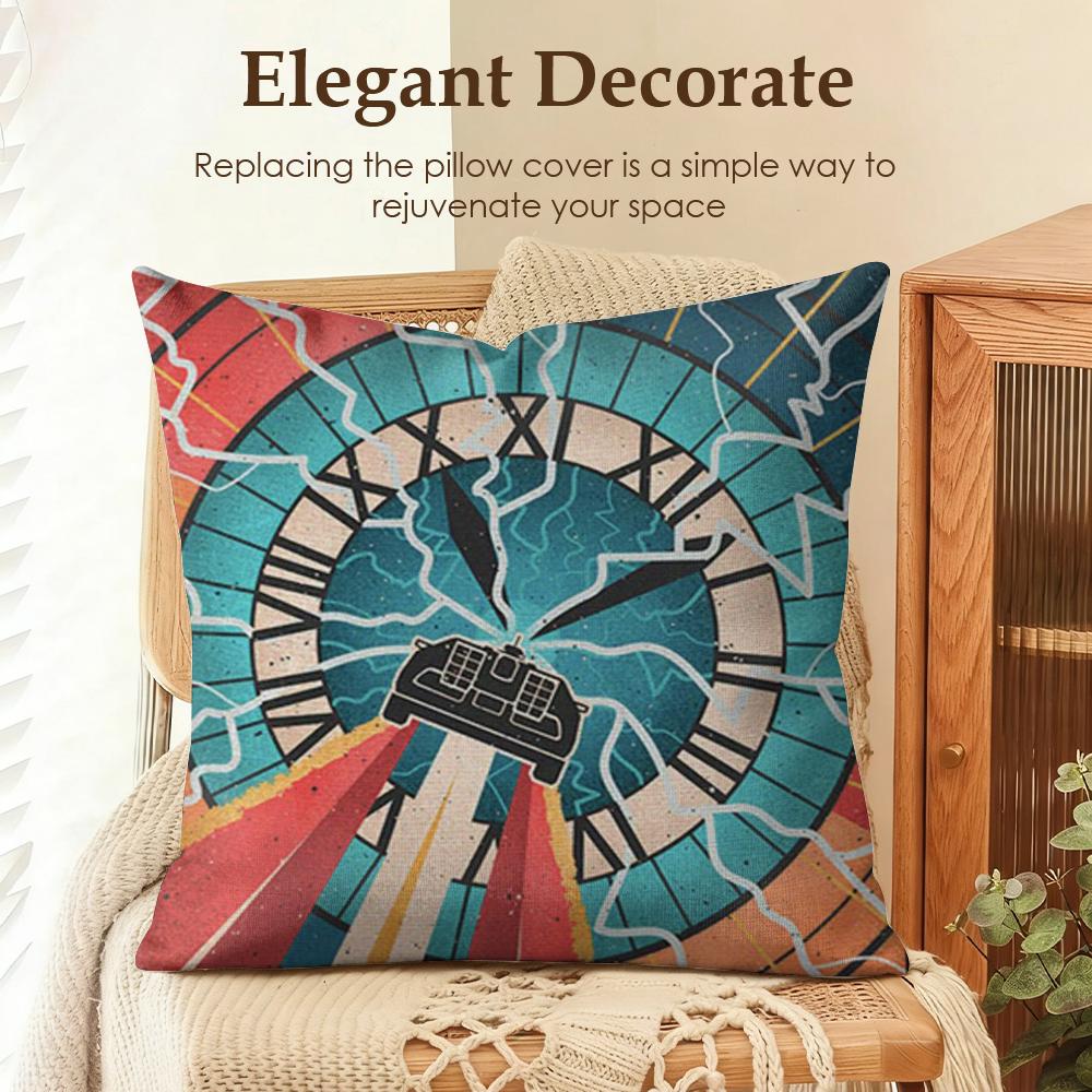 Movie BBack To The Future Cushion Cover Natural Linen Organic Fabric DoubleSided Printing Sofa Home Decor Gift Pillow Case