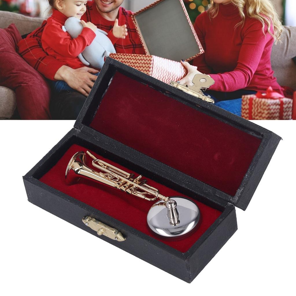  ature Trumpet   Brass Exquisite Design Romantic     Trumpet Model with Stand Case for Desk Bookshelf